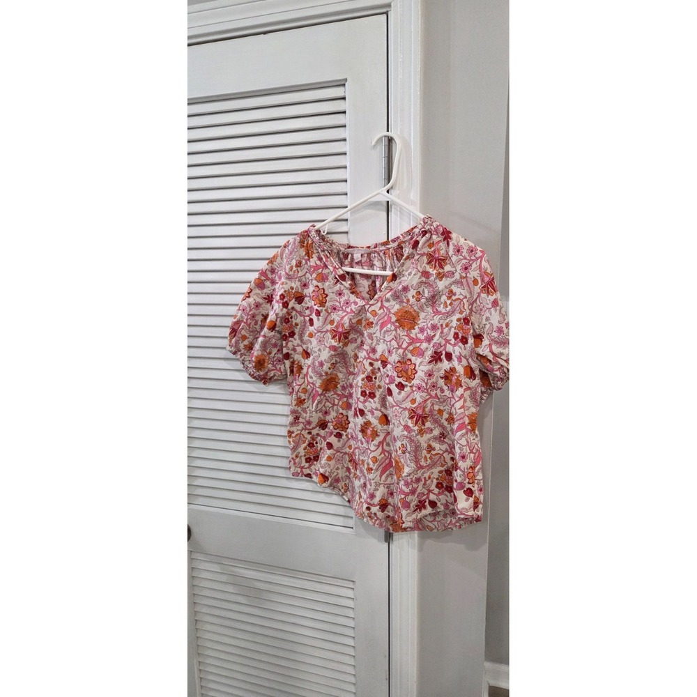 Womens Knox Rose Floral Print Peasant Blouse Size Medium